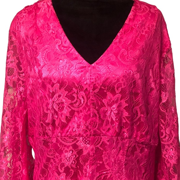 New York & Company Hot Pink Lace Blouse size XXL - Picture 3 of 7